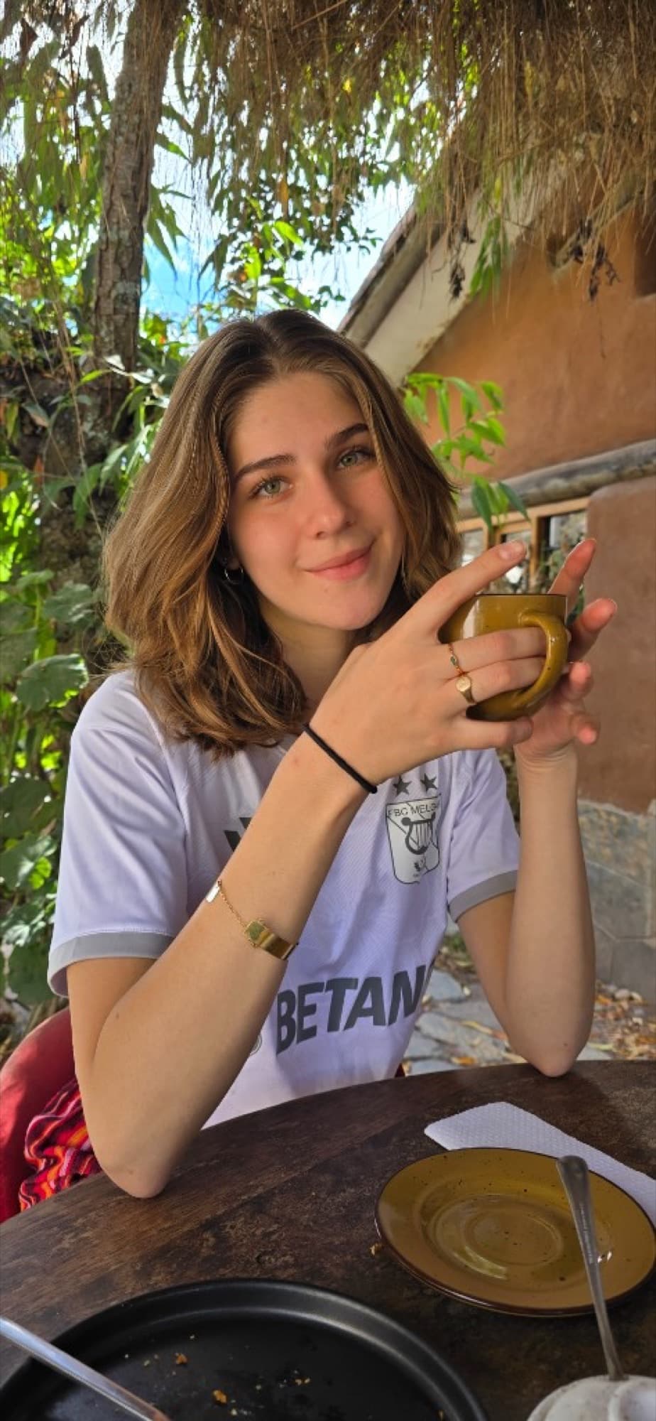Fiorella Ratti with a cup of coffee